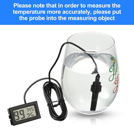 Mini Digital Temperature Humidity Meters Gauge with Probe Gauge LCD Fahrenheit Display Thermometer Hygrometer for Incubator Reptile Plant Greenhouse Chicken Coop Garden(Black, 3 Pieces).