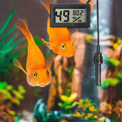 Mini Digital Temperature Humidity Meters Gauge with Probe Gauge LCD Fahrenheit Display Thermometer Hygrometer for Incubator Reptile Plant Greenhouse Chicken Coop Garden(Black, 3 Pieces).