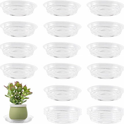 20 Pack 6 Inch Plant Saucers Clear Plastic Plant Saucer Drip Trays Small Plant Plate Dish for Indoor Flower Pots and Planters, Bulk.