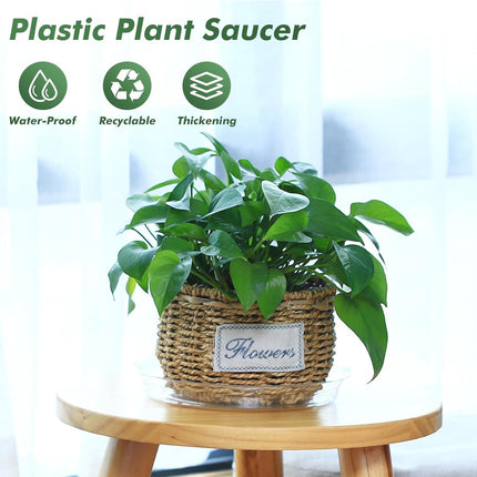 20 Pack 6 Inch Plant Saucers Clear Plastic Plant Saucer Drip Trays Small Plant Plate Dish for Indoor Flower Pots and Planters, Bulk.