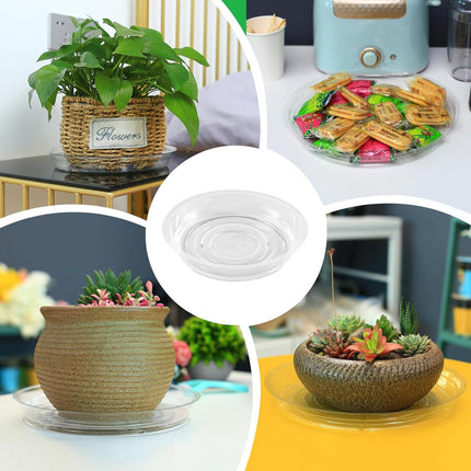 20 Pack 6 Inch Plant Saucers Clear Plastic Plant Saucer Drip Trays Small Plant Plate Dish for Indoor Flower Pots and Planters, Bulk.
