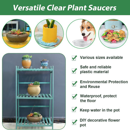 20 Pack 6 Inch Plant Saucers Clear Plastic Plant Saucer Drip Trays Small Plant Plate Dish for Indoor Flower Pots and Planters, Bulk.