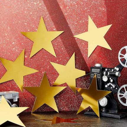 80 Pieces Stars Cutouts Glitter Double Printed Paper Cardboard Stars Decorations for Bulletin Board Classroom Wall Party Decoration Supply, 6 Inches(Gold).