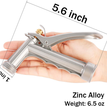 Garden Hose Nozzle, Water Hose Sprayer Nozzle with Threaded Front, Full Size Zinc Metal Pistol Grip High Pressure Nozzle, Adjustable Spray Water Flow for Watering, Washing, Cleaning (1 Pack).