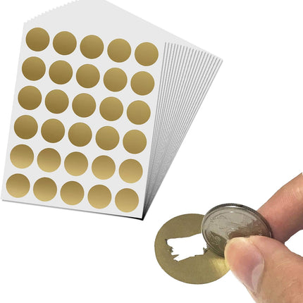 900 Pack, 1" Scratch Off Stickers Labels, Round Circle - Gold.