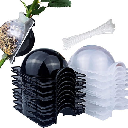 10 PCS Air Layering Propagation Kit with Zip Ties, Reusable Half Transparent Grafting Ball, Air Layering Pods Clear, Plant Rooting Grafting Box for Fast Propagation Plants (Medium).