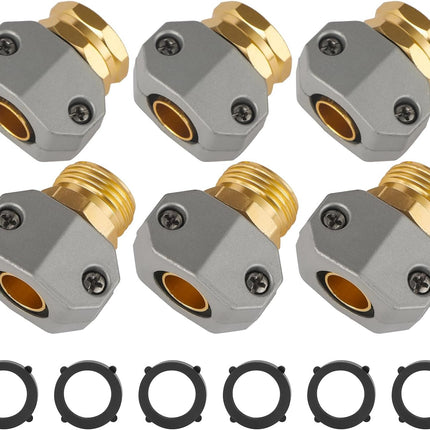 Garden Hose Repair Kits, 3 Sets Aluminum Alloy Water Hose Connector, Fit 3/4" and 5/8" Garden Hose, Male and Female Hose End Repair Fittings Replacement, Hose Mender Kit.