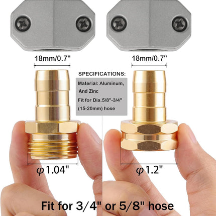 Garden Hose Repair Kits, 3 Sets Aluminum Alloy Water Hose Connector, Fit 3/4" and 5/8" Garden Hose, Male and Female Hose End Repair Fittings Replacement, Hose Mender Kit.