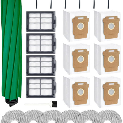 24 Pcs Accessories Kit for iRobot Roomba Plus 405 Combo/505 Combo/507 Combo Robot Vacuum Cleaner: 1 Main Brush, 6 Dust Bags, 6 Mop Pads, 4 Filters, 6 Side Brushes and 1Cleaning Brush(400/500 Series).
