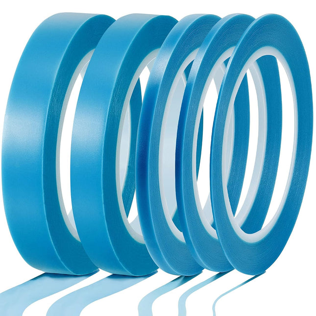 5 Rolls of Vinyl Tape Masking Tape Automotive Car Auto Paint for Curves, High Temperature Vinyl Low Tack(1/16 Inch, 1/8 Inch, 1/4 Inch, 1/2 Inch, 3/4 Inch, Blue).