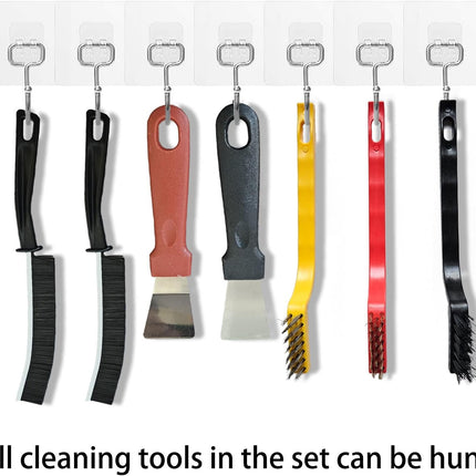 7 Pcs Multi-Purpose Crevice Cleaning Brush Tool for Stubborn Kitchen Grease Stains, Bathroom Crevices, Window Gutters, Tiles and Faucets.