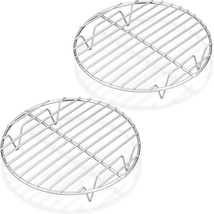 7½ Inch Cooking Rack Round, Stainless Steel Round Rack for Cooking Cooling Steaming Baking, Fit Air Fryer Pot Pressure Cooker, 2 Pack -Oven Safe, Silver.