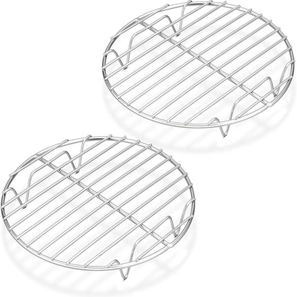 7½ Inch Cooking Rack Round, Stainless Steel Round Rack for Cooking Cooling Steaming Baking, Fit Air Fryer Pot Pressure Cooker, 2 Pack -Oven Safe, Silver.