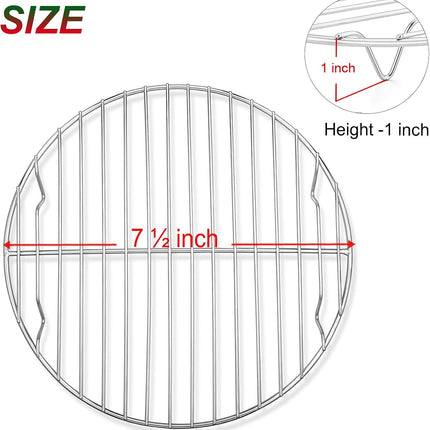 7½ Inch Cooking Rack Round, Stainless Steel Round Rack for Cooking Cooling Steaming Baking, Fit Air Fryer Pot Pressure Cooker, 2 Pack -Oven Safe, Silver.