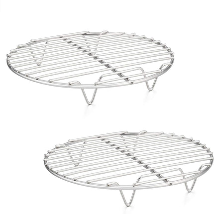 7½ Inch Cooking Rack Round, Stainless Steel Round Rack for Cooking Cooling Steaming Baking, Fit Air Fryer Pot Pressure Cooker, 2 Pack -Oven Safe, Silver.