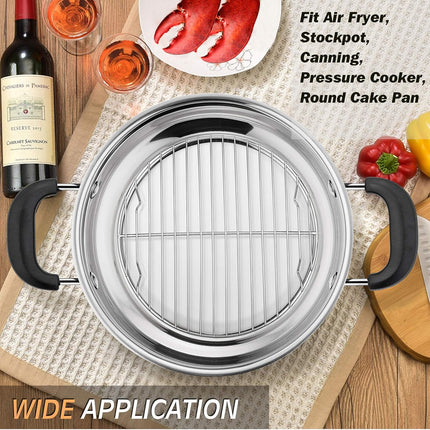 7½ Inch Cooking Rack Round, Stainless Steel Round Rack for Cooking Cooling Steaming Baking, Fit Air Fryer Pot Pressure Cooker, 2 Pack -Oven Safe, Silver.