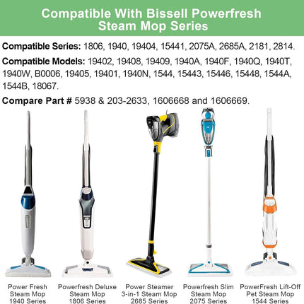 6 Pack 1940 1806 2685A Steam Mop Pads For Bissell Powerfresh Steam Mop Deluxe Pet Lift-Off Plus Slim Scrubbing Steam Mop Replacement Pad. 1940A 2814 1544A 2075A Power Fresh Steamer Pad Refill Washable.