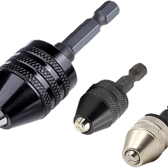Drill Bit Adapter with 1/4 Hex Shank - 3Pcs Small Drill Chuck Extension for Impact Driver (0.6-8mm,0.3-3.6mmX2).