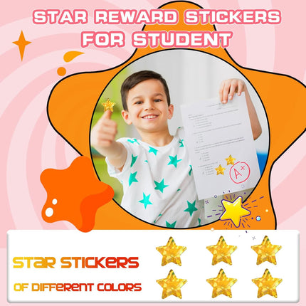 1500 PCS Holographic Gold Star Stickers for Kids Reward, Self Adhesive Sparkly Foil Star Stickers for Behavior Chart, Student Planner and School Classroom Teacher Supplies (1" Each).
