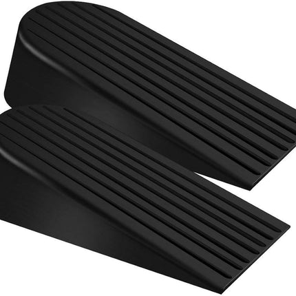 Big Door Stopper 2 Packs, Heavy Duty Wedge Rubber Door Stop Works on All Floor Surfaces, Non-Scratching Doorstops Special for Home Office School Heavy Door (Black, H1.9 x L6.3 x W2.7 Inches).