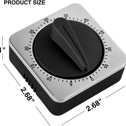 Mechanical Kitchen Timer Magnetic with Loud Alarm, 60-Minute Manual Wind Up Analog Countdown Timer with Stainless Steel Scale, No Batteries for Chef Cooking, Baking, Egg, Oven, Seniors.