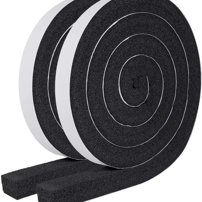 Weather Stripping Door Seal 1 Inch W x 1 Inch T, Strong Adhesion and High Resilience Air Conditioner Foam Insulation for Windows, Total Length 13 Feet (6.5ft x 2 Rolls).
