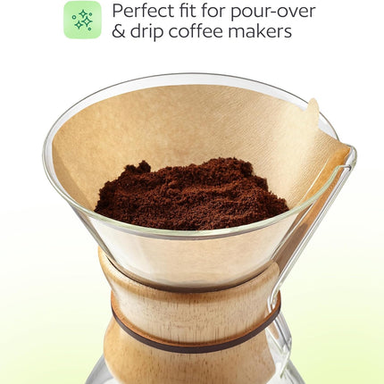 100 Count #4 Unbleached Paper Coffee Filters for Cuisinart, Ninja, BLACK+DECKER & other 8-12 Cup Coffee Makers - Perfect Paper Filter for Pour Over and Drip Coffee.