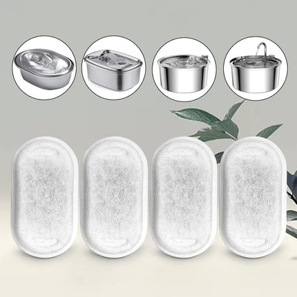 Cat Water Fountain Filters for 108/3.2L& 67oz/2L Stainless Steel Pet Water Dispenser Fountain Filter Replacement with 8 Sponges (8 Filters&8 Sponges).