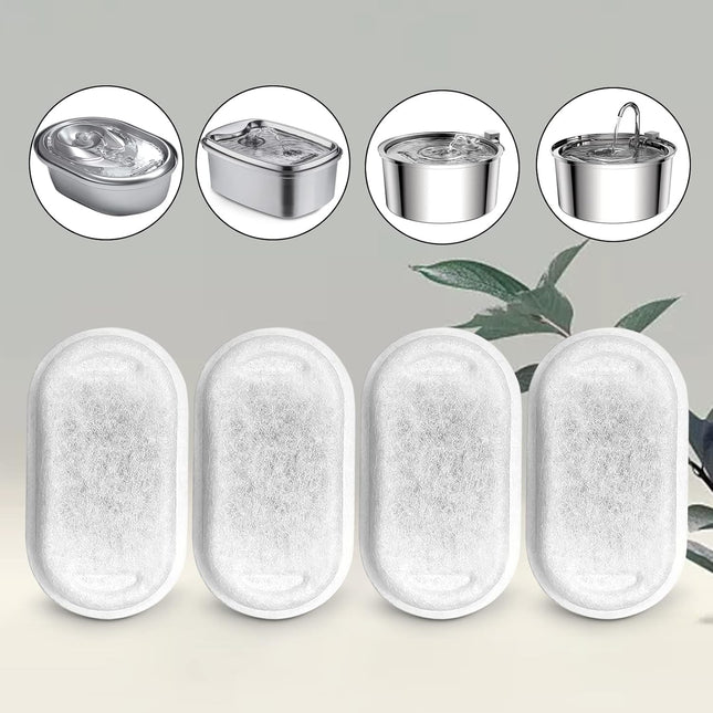 Cat Water Fountain Filters for 108/3.2L& 67oz/2L Stainless Steel Pet Water Dispenser Fountain Filter Replacement with 8 Sponges (8 Filters&8 Sponges).