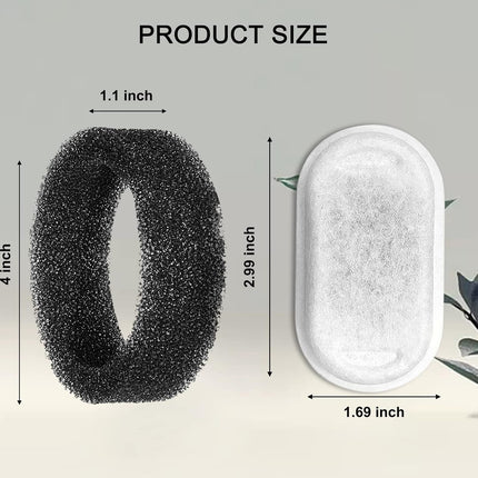 Cat Water Fountain Filters for 108/3.2L& 67oz/2L Stainless Steel Pet Water Dispenser Fountain Filter Replacement with 8 Sponges (8 Filters&8 Sponges).