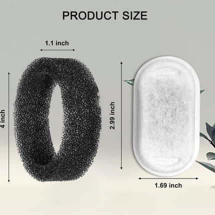 Cat Water Fountain Filters for 108/3.2L& 67oz/2L Stainless Steel Pet Water Dispenser Fountain Filter Replacement with 8 Sponges (8 Filters&8 Sponges).