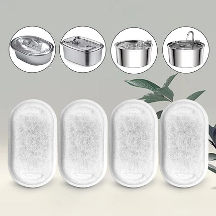 Cat Water Fountain Filters for 108/3.2L& 67oz/2L Stainless Steel Pet Water Dispenser Fountain Filter Replacement with 8 Sponges (8 Filters&8 Sponges).