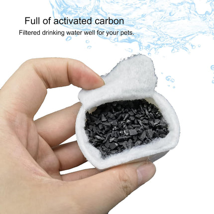 16 Pack Pet Fountain Filter Replacement,8 Carbon Filters and 8 Foam Pre-Filter Replacement Compatible with Multiple Pet Water Dspensers Water Bowl.