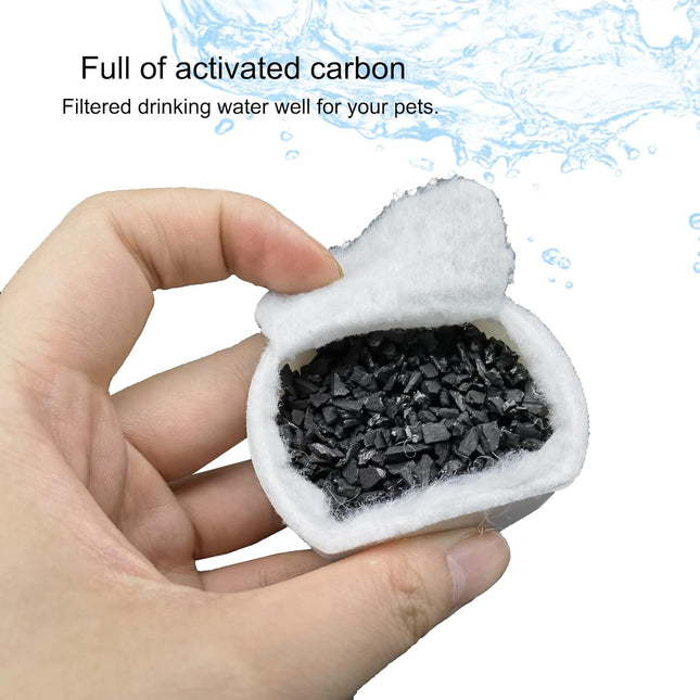 16 Pack Pet Fountain Filter Replacement,8 Carbon Filters and 8 Foam Pre-Filter Replacement Compatible with Multiple Pet Water Dspensers Water Bowl.