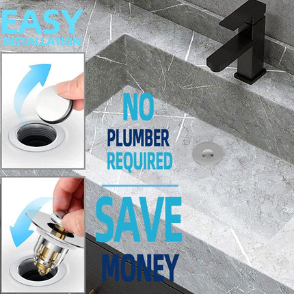 Universal 2 in 1 Bathroom Sink Stopper, Pop Up Bathroom Sink Drain Strainer with Anti-Clogging Filter Basket, Bathroom Drain Stopper Sink Plug for 1.06"-1.65" Basin Drain Holes.