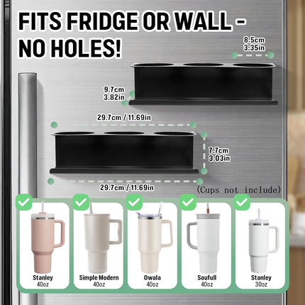 2 Pack Magnetic Stanley Cup Holder Water Bottle Organizer for Stanley 30&40 oz Tumbler with Double Sided Tape Hold Stanley Cup Accessories for Kitchen Fridge Cabinet.