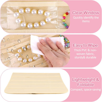 1 Pack Hanging Jewelry Organizer, 80 Clear Pockets earring organizer and storage, Accessories holder organizer for Closet, Jewelries, Necklace, Travel.