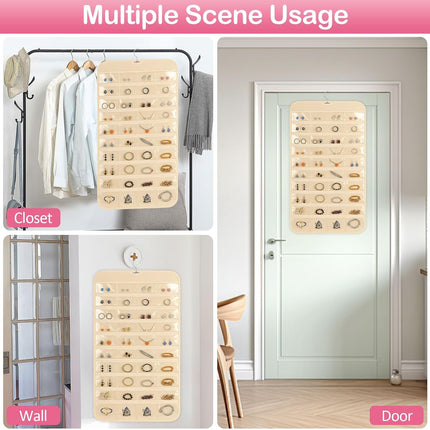1 Pack Hanging Jewelry Organizer, 80 Clear Pockets earring organizer and storage, Accessories holder organizer for Closet, Jewelries, Necklace, Travel.