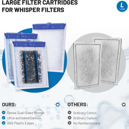 16 Count Large Filter Cartridges Compatible with Whisper Bio Bag Filters, Large Aquarium Filter Cartridge for Whisper 20i 40i, IQ20/30/45/60, PF20/30/40/60 and Repto Filter.