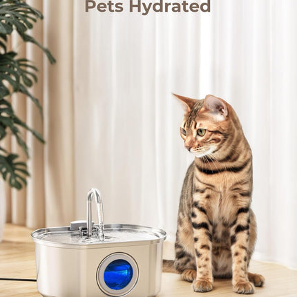 Official 8 Pack Cat Water Fountain Replacement Filters & Pre-Filter Sponges for 108oz/3.2 Stainless Steel Pet Water Fountain.