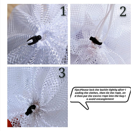Small Commercial Mesh Laundry Bag with Handle and Drawstring for Dormitory, Travelling, College,Apartment, Camping, RV, Machine Washable, Hanging Mesh Bag,20×17inc.