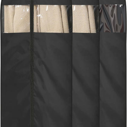 Dress Bags for Gowns, 65" Long Garment Bags for Hanging Clothes, 3-Pack Foldable Dress Cover with Clear Window for Women's Coats, Formal Gowns, and Evening Dresses.