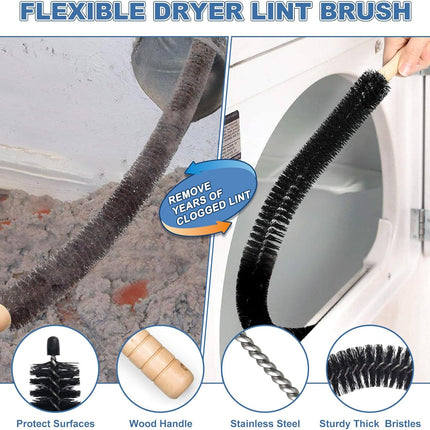 2 Pieces Dryer Vent Cleaner Kit Compatible with Most Vacuum Cleaner, Dryer Lint Brush and Vacuum Hose Attachment with Universal Connector, Quickly Lint Remover.