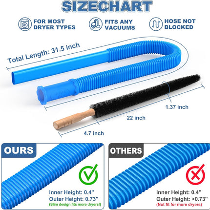 2 Pieces Dryer Vent Cleaner Kit Compatible with Most Vacuum Cleaner, Dryer Lint Brush and Vacuum Hose Attachment with Universal Connector, Quickly Lint Remover.