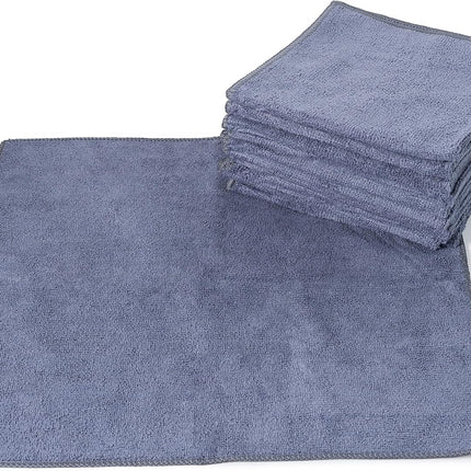 Microfiber Cleaning Cloth Grey - 12 Pcs (12.5"x12.5") - High Performance - 1200 Washes, Ultra Absorbent Microfiber Towel Weave Grime & Liquid for Streak-Free Mirror Shine - Car Washing Cloth.