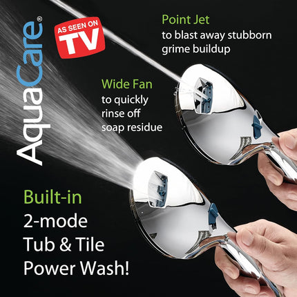 AquaCare As-Seen-On-TV High Pressure 48-setting Rain & Handheld 3-way Shower Head Combo - Anti-clog Nozzles/Tub, Tile & Pet Power Wash/Extra Long 6 ft. Hose/All Chrome Finish.