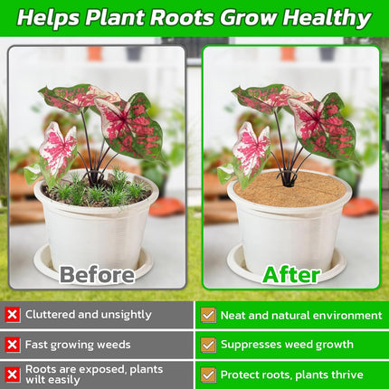 4pcs Coconut Fiber Mulch Ring Tree Plant Protector Mat, 14 Inch Natural Coco Coir Tree Mulch Ring Plant Pot Soil Cover, Tree Rings Disc Plant Cover for Indoor Outdoor Plants, Landscaping.