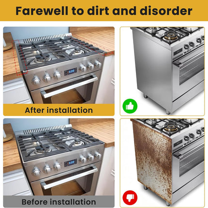 Stainless Steel Stove Gap Covers - 304 Stove Gap Filler, Easy retractable Length 13.8" to 27.5", Width 0.79", Heat Resistant Guard Between Stove Top & Counter, 2 Pck.