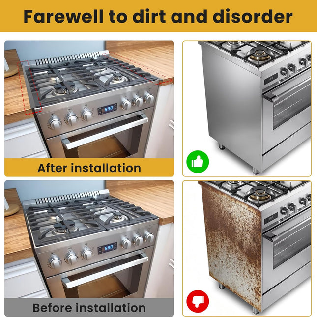 Stainless Steel Stove Gap Covers - 304 Stove Gap Filler, Easy retractable Length 13.8" to 27.5", Width 0.79", Heat Resistant Guard Between Stove Top & Counter, 2 Pck.