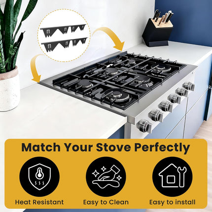 Stainless Steel Stove Gap Covers - 304 Stove Gap Filler, Easy retractable Length 13.8" to 27.5", Width 0.79", Heat Resistant Guard Between Stove Top & Counter, 2 Pck.